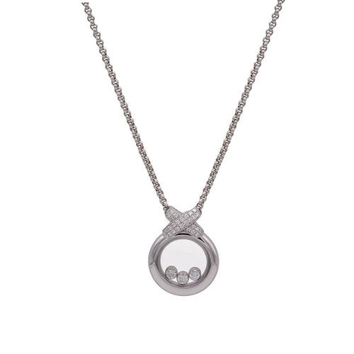Collier CHOPARD - Collier Happy Diamond - Or gris Diamants 58 Facettes