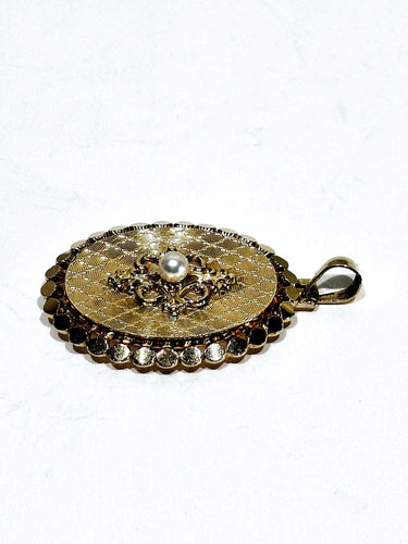Pendentif Médaillon Photo Or rose et Perle 58 Facettes