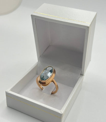 Bague 53 Bague or rose et Aigue-Marine 5 ct 58 Facettes