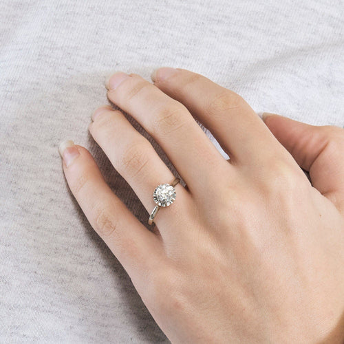 Solitaire or blanc et diamant