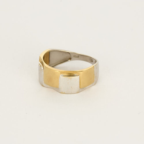 Bague 51,5 Bague en or jaune et or gris à motif géométrique 58 Facettes SOI3591
