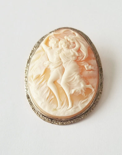 Pendentif Broche / pendentif ancienne camée or jaune et blanc 58 Facettes