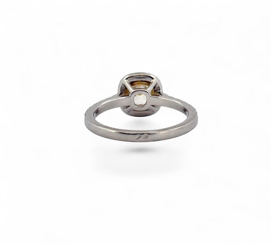 Bague 52 Solitaire en or blanc diamant jaune fancy yellow 58 Facettes