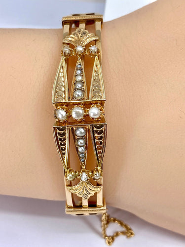 Bracelet Bracelet jonc Napoléon III or et perles fines 58 Facettes AB602