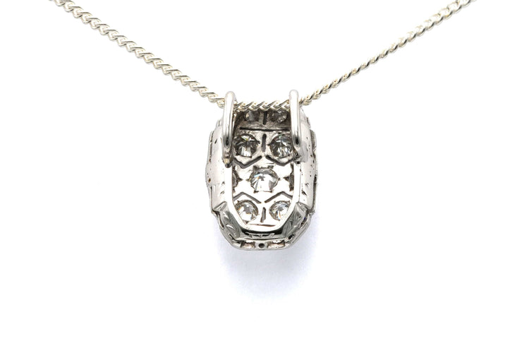 Pendentif Pendentif Art Déco en or blanc 18k et saphirs, diamants taille brillant 58 Facettes 23414