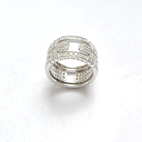 Bague 54 BULGARI - Bague Parentesi or blanc et diamants 58 Facettes BUL-RI-PAR-WG-DI