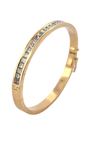 Bracelet Bracelet jonc or jaune et diamants princesse 58 Facettes