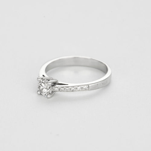 Bague 54 Solitaire or gris et diamants 58 Facettes EB4