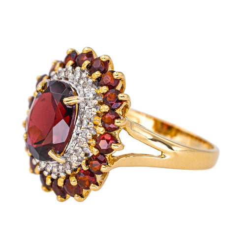 Bague 55 Bague Pompadour  Or jaune Grenat, Diamant 58 Facettes 4523259CN