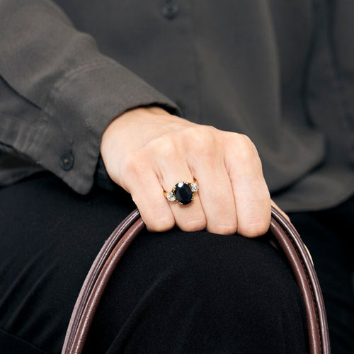 Bague 49 Bague en or jaune 18K saphir 58 Facettes BEA3353