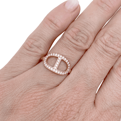 Bague 51 Bague Hermès, "Chaîne d'ancre contour", or rose, diamants. 58 Facettes 34573