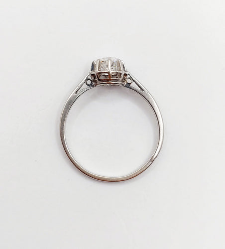 Bague solitaire art deco Platine diamant taille ancienne 0,43 carat (circa 1930)