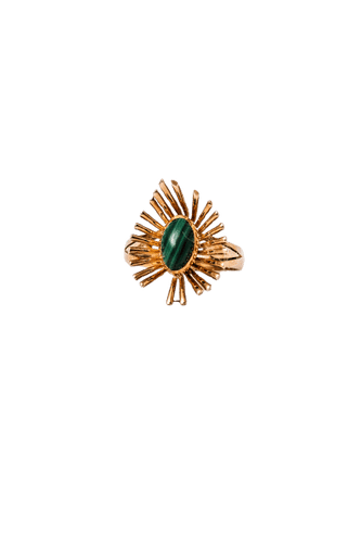 Bague 52 Bague "Soleil" en or jaune et malachite 58 Facettes
