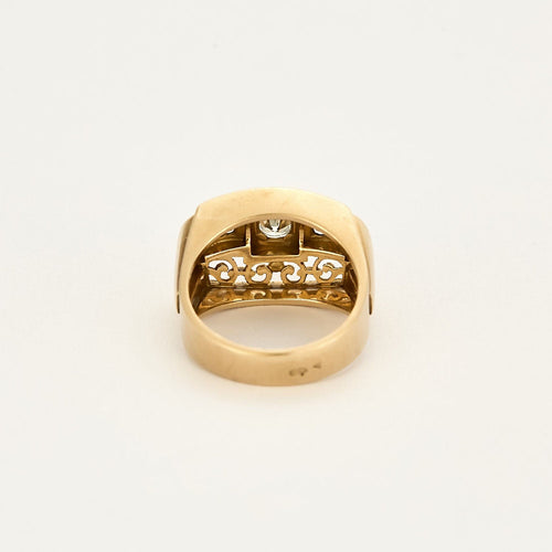 Bague 55 Bague Tank en or jaune, platine et diamants 58 Facettes CHA1051