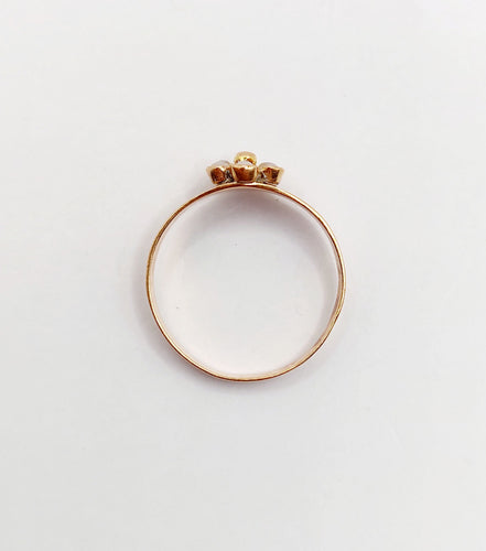 Petite bague marguerite antique or rose 18k et perles (circa 1900) 58 Facettes A06298