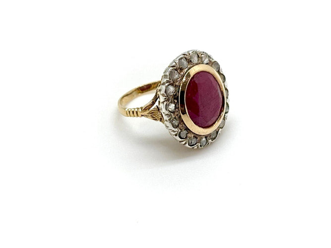Bague 51 Bague ancienne rubis diamants 58 Facettes M9044