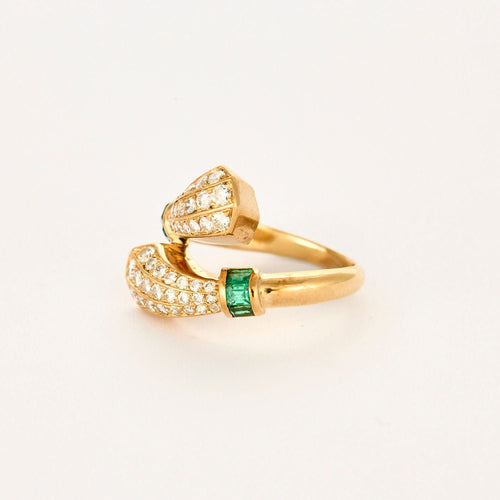 Bague 54 BRY - Bague toi et moi en or jaune, émeraudes et diamants 58 Facettes 250104