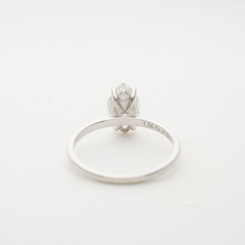 Bague 56 Solitaire diamant taille marquise en or gris 58 Facettes