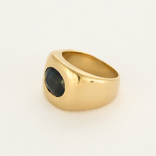 Bague 46 Bague chevalière en or jaune et saphir 58 Facettes MAN1695X3
