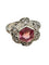 Bague 56.5 Bague ancienne en or, argent, diamants et saphir rose 58 Facettes