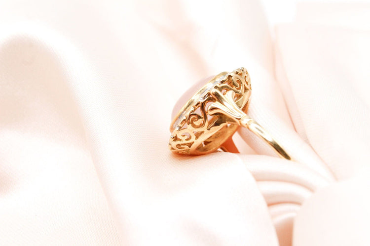 Bague or bicolore quartz rose et diamants 58 Facettes 250004