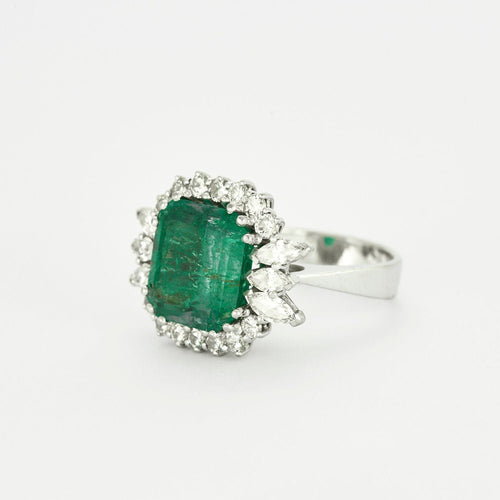 Bague 53 Bague émeraude entourage diamants 58 Facettes GU1