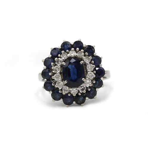 Bague 56 Bague or blanc, diamants et saphirs 58 Facettes 1307