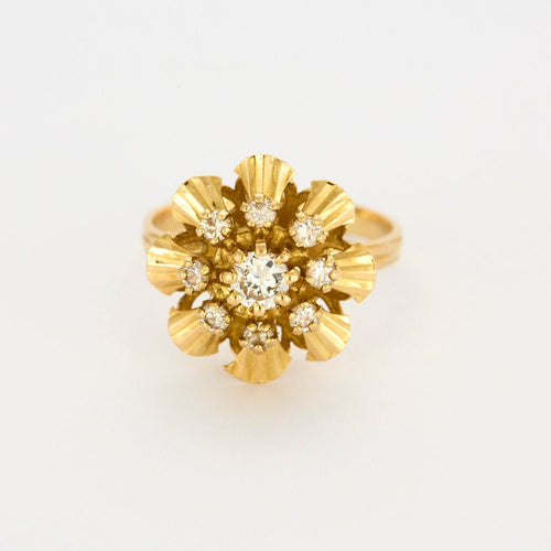 Bague 51 Bague fleur or jaune diamants 58 Facettes