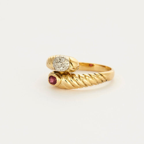 Bague 52.5 Bague Toi & Moi or jaune rubis et diamants 58 Facettes