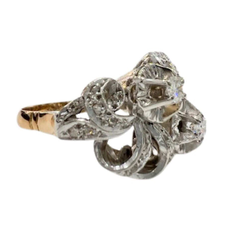 Bague 56 Bague Art Déco 1920-1930 or et platine avec diamants 58 Facettes Q212A(704)