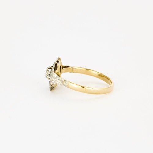 Bague 53 Bague Art Déco or jaune et blanc avec diamants 58 Facettes