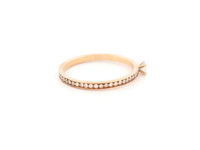 Bague 53 bague VANRYCKE solitaire pavee diamants en or rose 18k t53 58 Facettes 270294