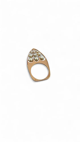 Bague 51.5 Bague en or jaune 18 carats et perles 58 Facettes