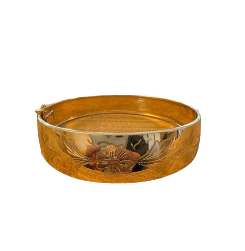 Bracelet Bracelet jonc or 18k motifs fleurs 58 Facettes