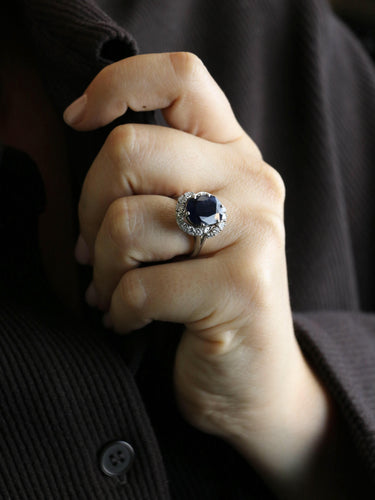 Bague 56 MAUBOUSSIN Bague saphir 6 carats entourage diamant 58 Facettes 1209.1