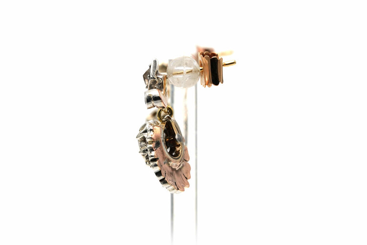 Boucles d'oreilles Boucles d'oreilles Napoléon III en or jaune 18 carats et argent serties de diamants 58 Facettes B790