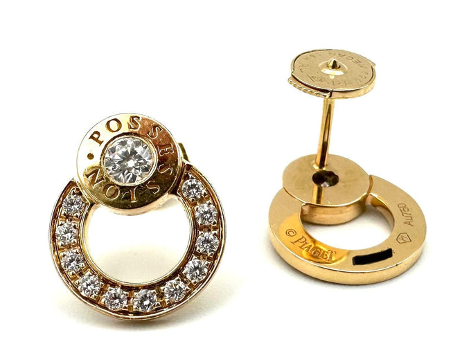 Boucles d'oreilles PIAGET. Collection "Possession", boucles or rose 18K et diamants 58 Facettes