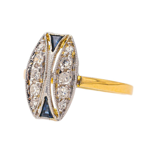 Bague 50 Bague  Art déco  Or jaune, Or blanc Diamant, Saphir 58 Facettes 4383452RV
