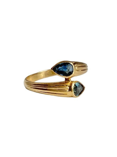 Bague 55 Bague Toi & Moi or jaune et saphirs 58 Facettes