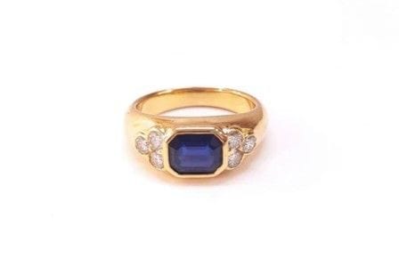 Bague 51 Bgaue chevalière jonc saphir diamants 58 Facettes DV-Faymin