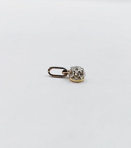 Pendentif or blanc diamant taille ancienne serti griffes (circa 1900)