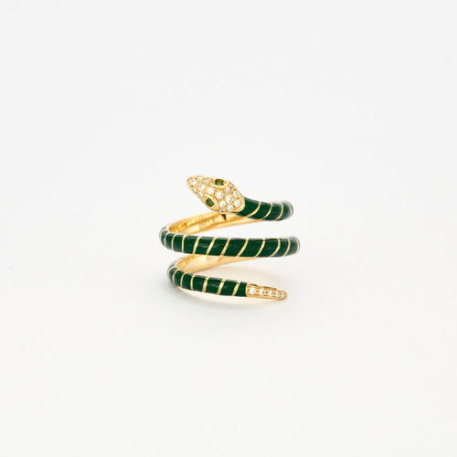 Bague 53 Bague Serpent en émail, diamants et tsavorite 58 Facettes 3250