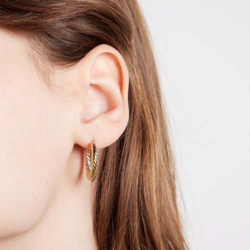 Boucles d'oreilles BOUCLES D’OREILLES CRÉOLES TORSADES 3 OR 58 Facettes REF 2017/20