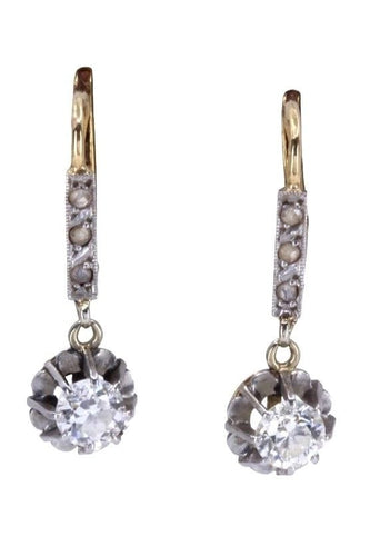 Boucles d'oreilles DORMEUSES DIAMANTS ART NOUVEAU 58 Facettes 087741