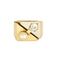 Bague 54,5 Bague de type chevalière en or jaune, or blanc, perle de culture blanche et diamant 58 Facettes TOU1577