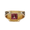 Bague Bague chevalière Napoléon III en or jaune 18K avec émail et grenat – Taille 54 58 Facettes