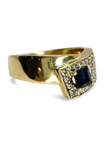 Bague 54 Bague en or jaune, saphir et diamants 58 Facettes 884
