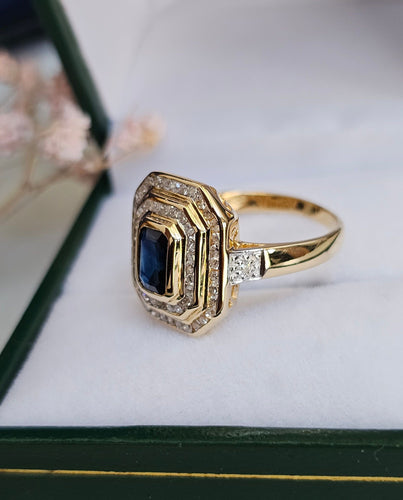 Bague 54 Bague Saphir et Diamants 58 Facettes 394
