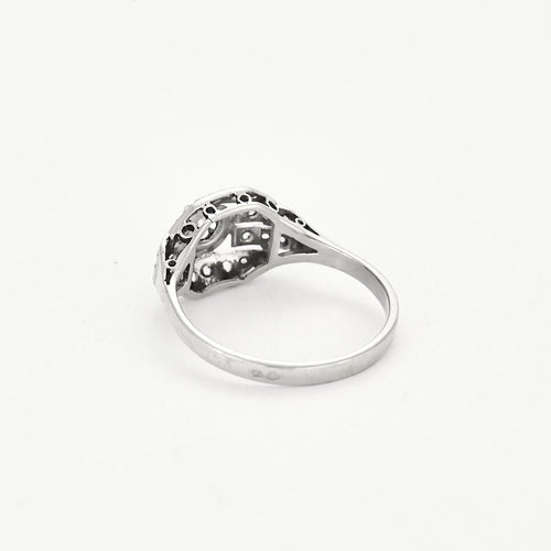 Bague 57 Bague Art Déco or blanc, platine et diamants 58 Facettes MB7