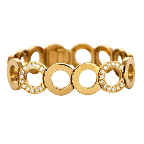 Bracelet O.J. PERRIN - Bracelet souple or jaune et diamants 58 Facettes VES03922